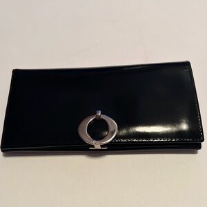 Christian Dior Women's Black Patent Leather Long Bifold Wallet - Comes with COA